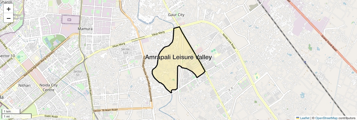 Location Map of Amrapali Leisure Valley, Greater Noida