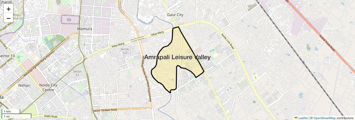 Location Map of Amrapali Leisure Valley, Greater Noida
