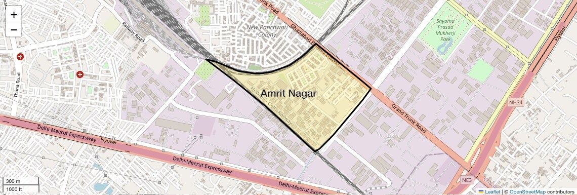 Location Map of Amrit Nagar, Ghaziabad