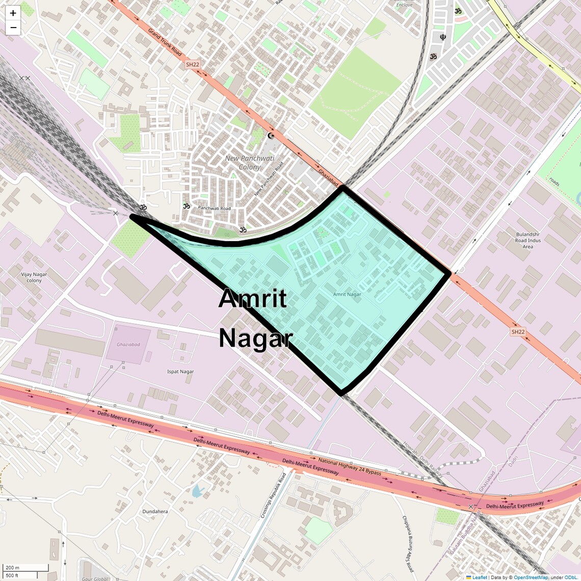 Location Map of Amrit Nagar, Ghaziabad