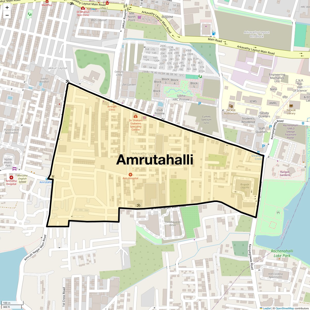 Location Map of Amrutahalli, Bangalore