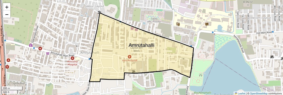Location Map of Amrutahalli, Bangalore