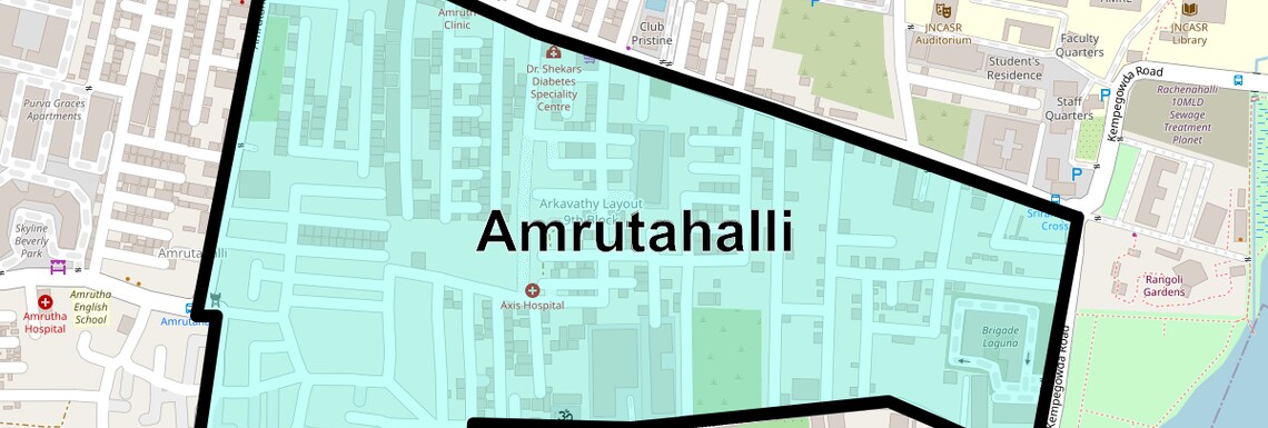 Location Map of Amrutahalli, Bangalore
