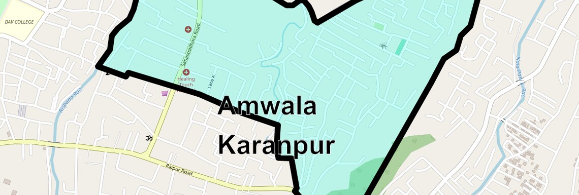 Location Map of Amwala Karanpur, Dehradun