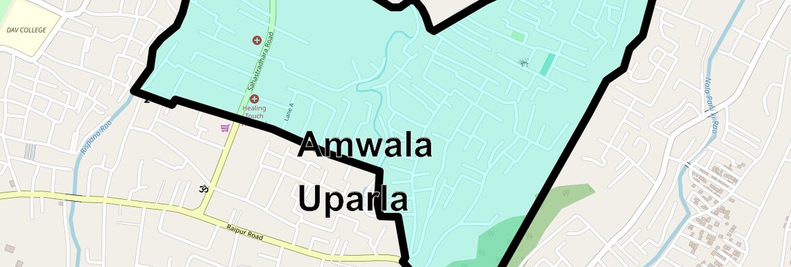 Location Map of Amwala Uparla, Dehradun