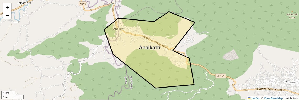 Location Map of Anaikatti, Coimbatore