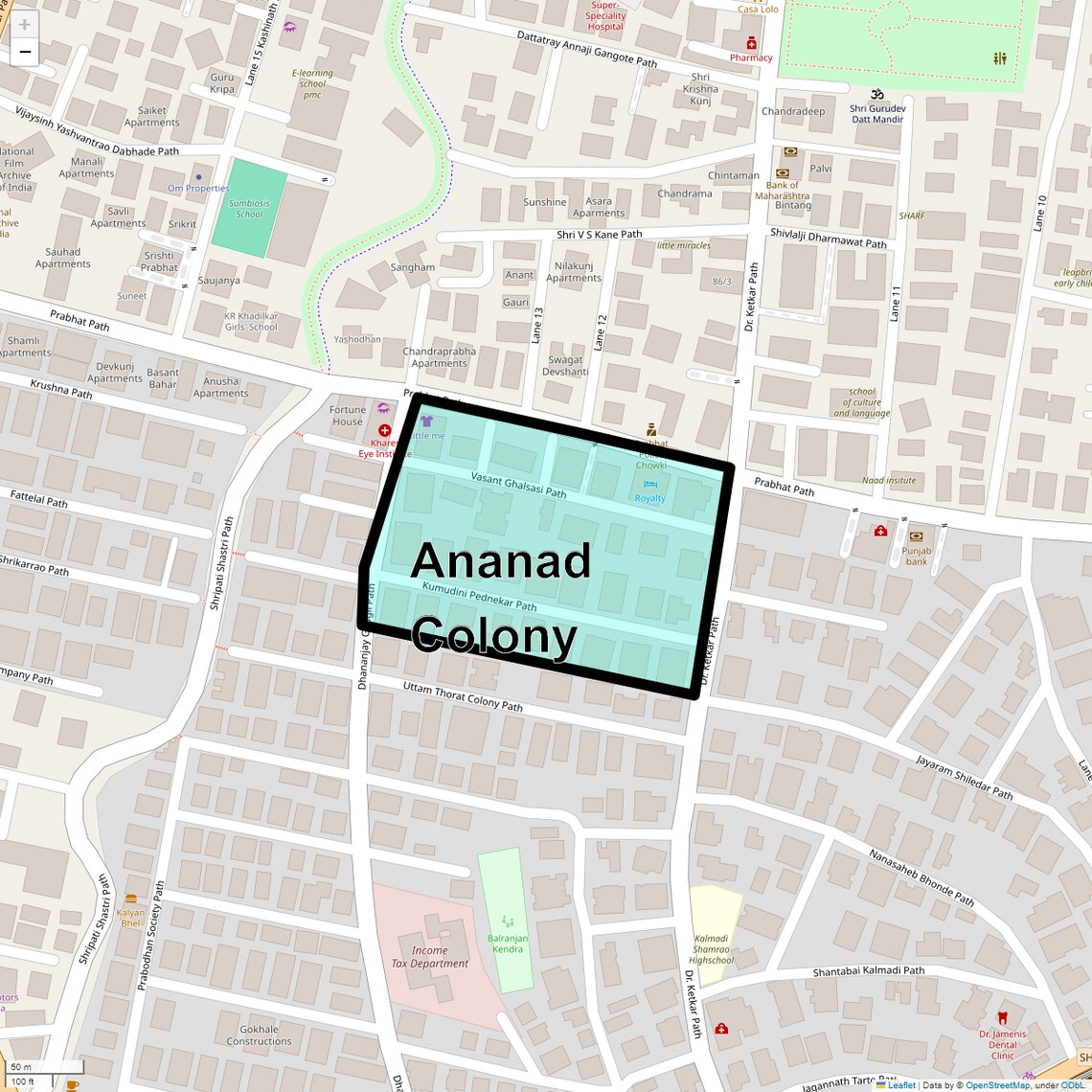 Location Map of Ananad Colony, Pune