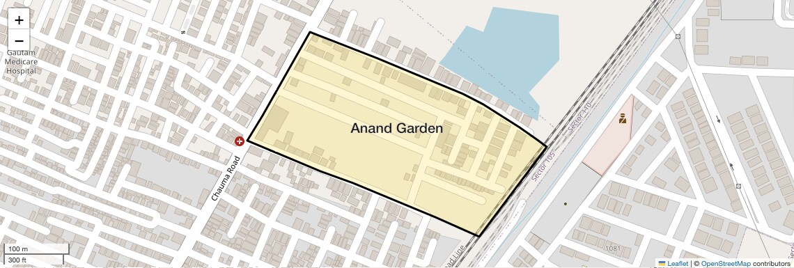 Location Map of Anand Garden, Gurgaon