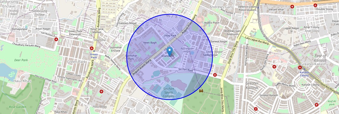 Location Map of Anand Lok, Delhi