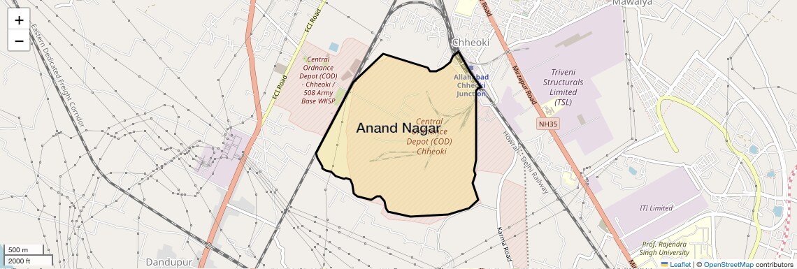 Location Map of Anand Nagar, Allahabad