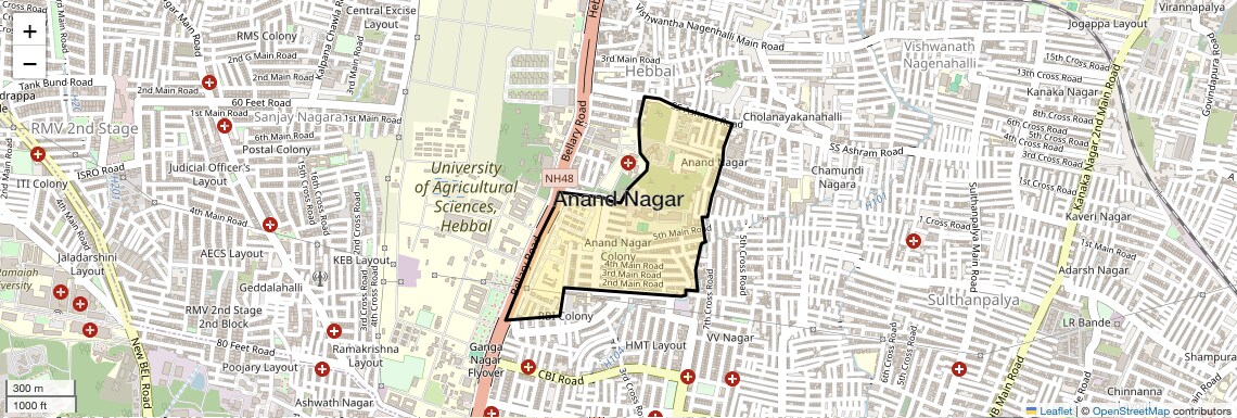 Location Map of Anand Nagar, Bangalore