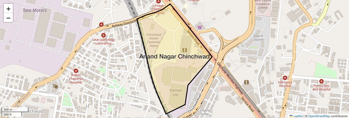Location Map of Anand Nagar Chinchwad, Pune