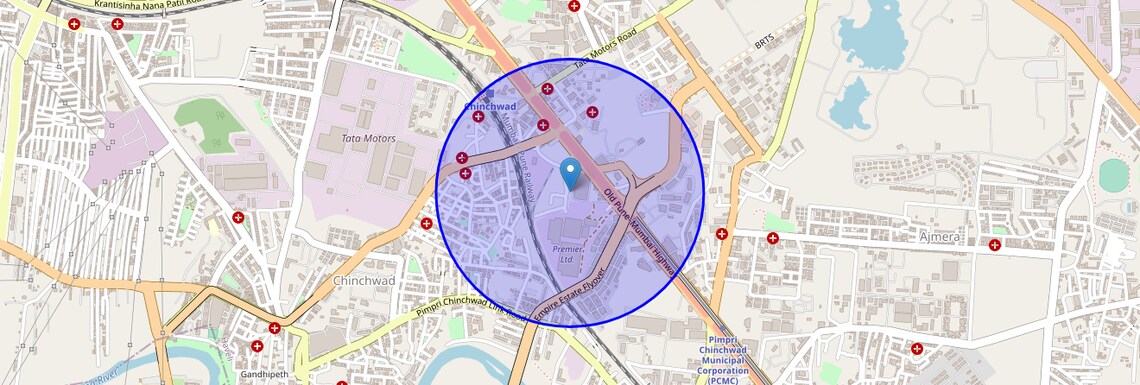 Location Map of Anand Nagar Chinchwad, Pune