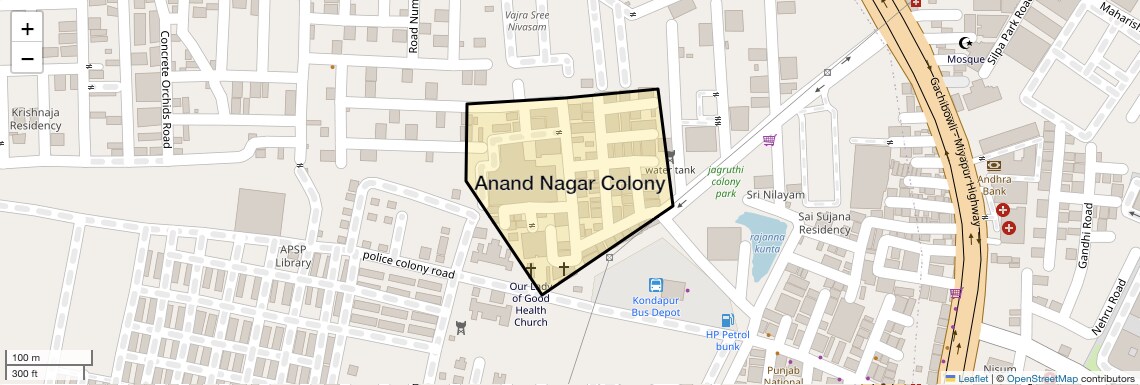 Location Map of Anand Nagar Colony, Hyderabad
