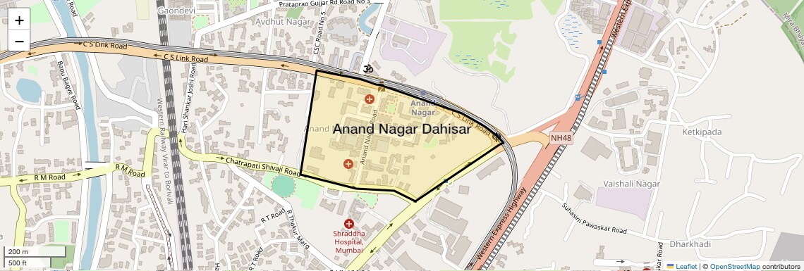 Location Map of Anand Nagar Dahisar, Mumbai