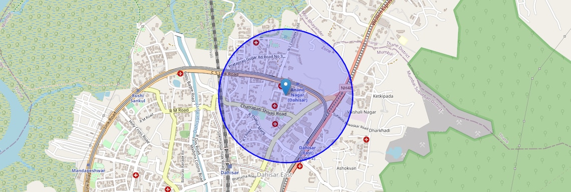 Location Map of Anand Nagar Dahisar, Mumbai
