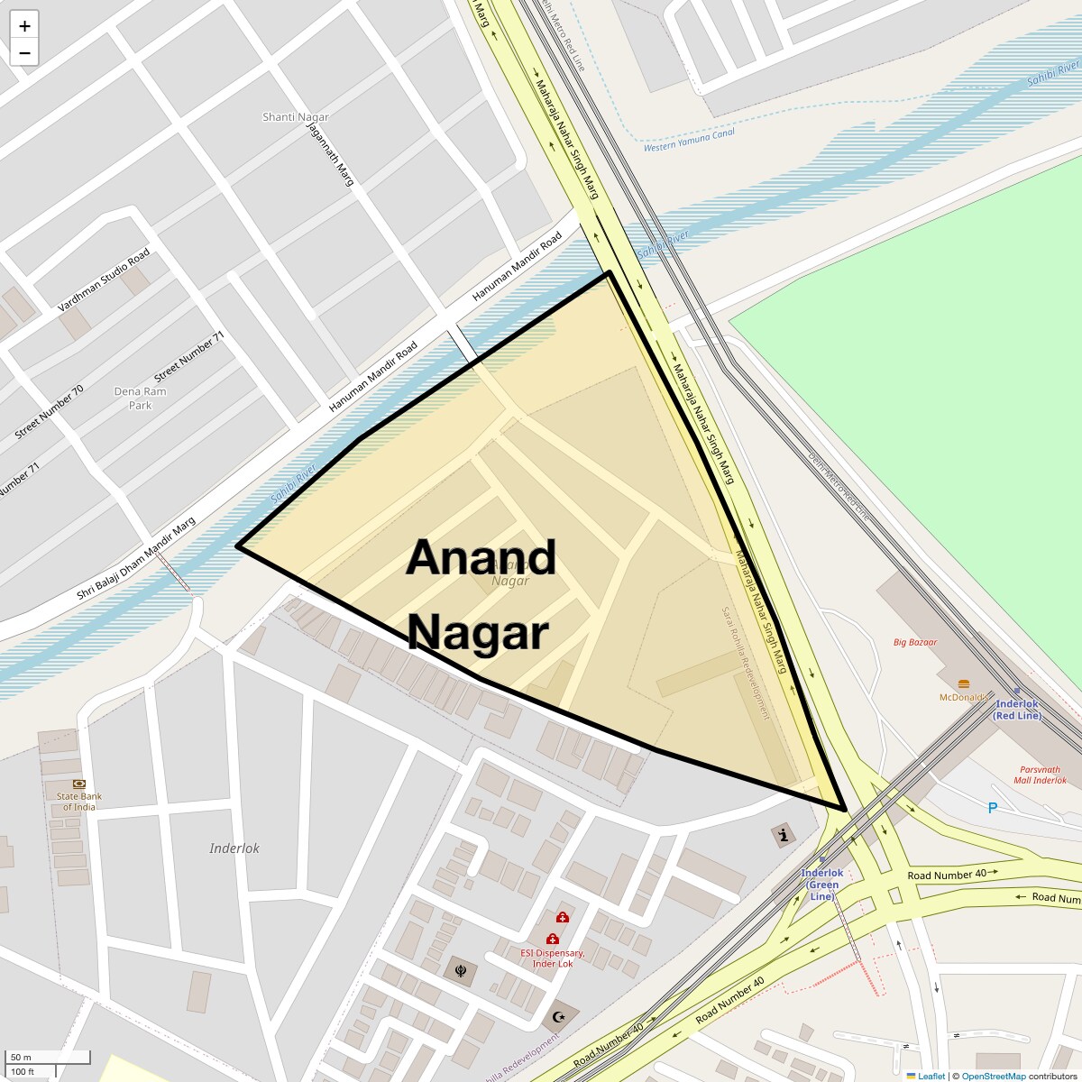 Location Map of Anand Nagar, Delhi
