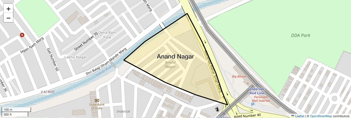 Location Map of Anand Nagar, Delhi