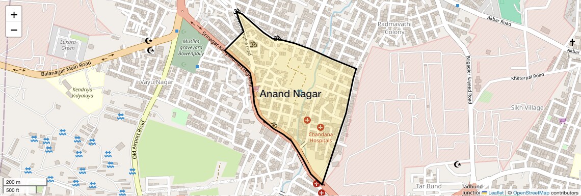 Location Map of Anand Nagar, Hyderabad