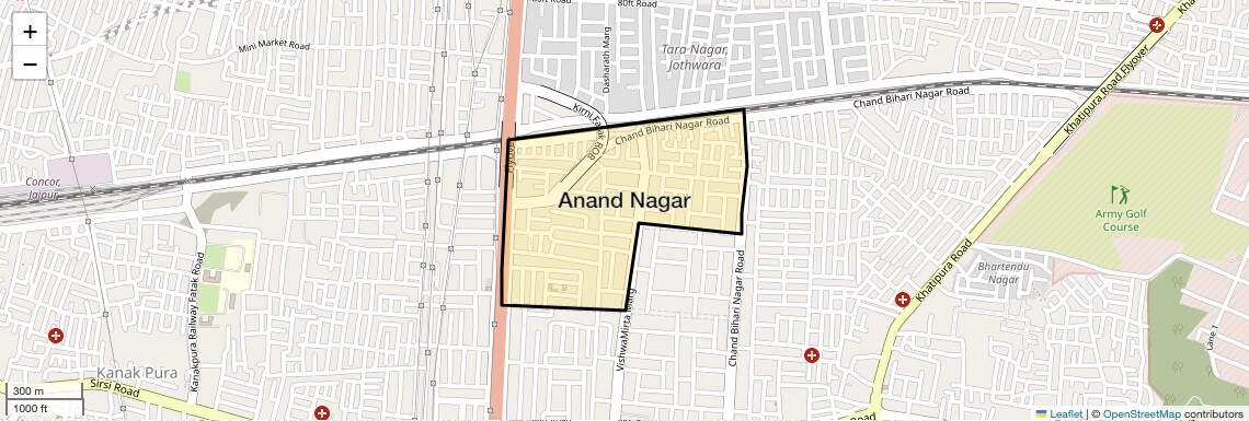 Location Map of Anand Nagar, Jaipur