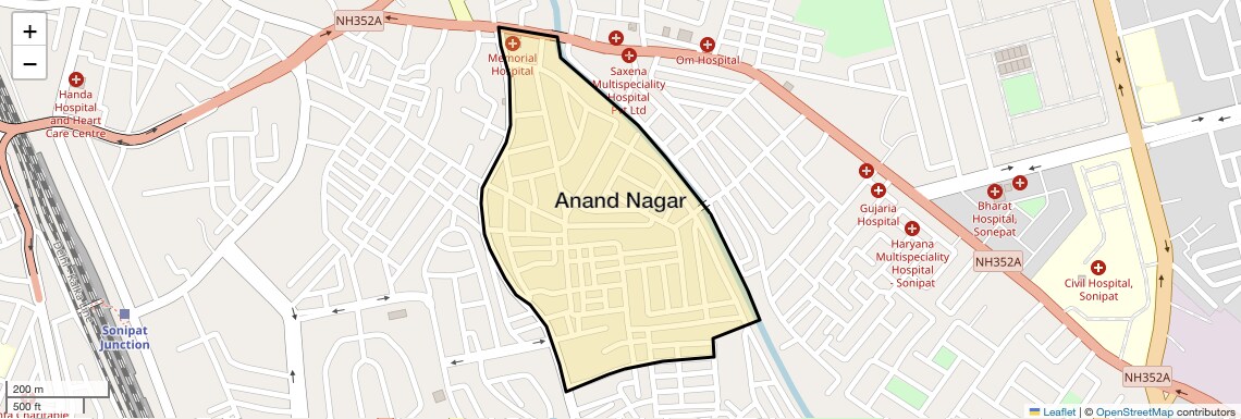 Location Map of Anand Nagar, Sonipat