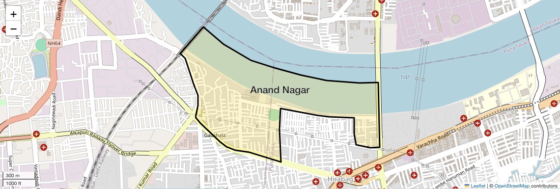 Location Map of Anand Nagar, Surat