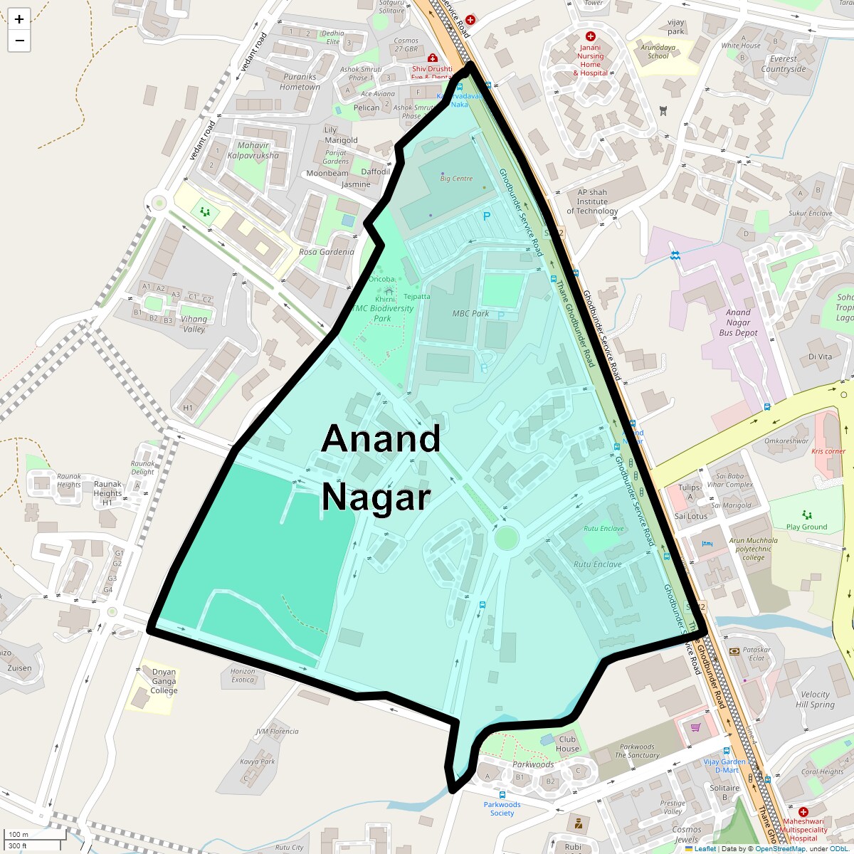 Location Map of Anand Nagar, Thane