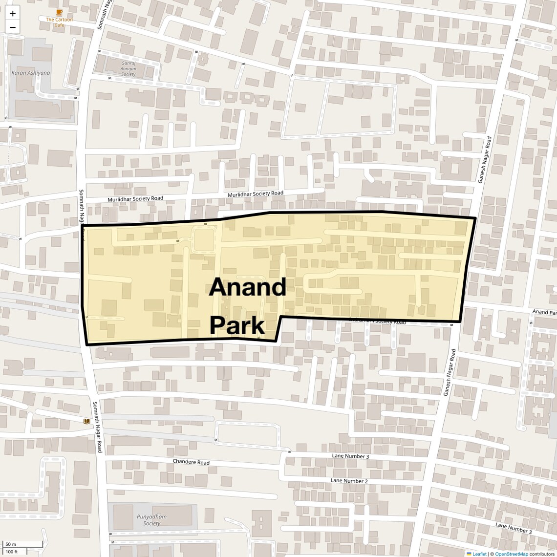Location Map of Anand Park, Pune
