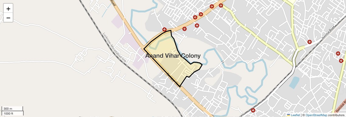 Location Map of Anand Vihar Colony, Bareilly