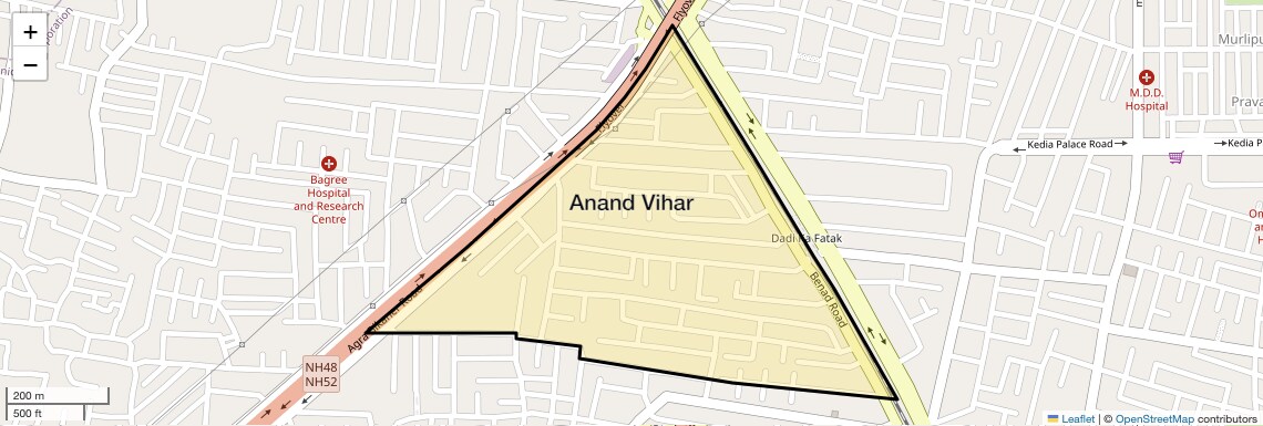 Location Map of Anand Vihar, Jaipur