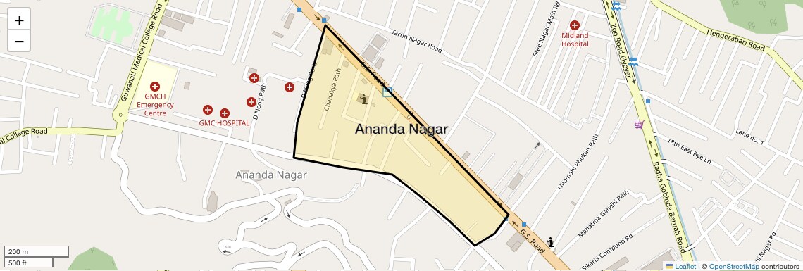 Location Map of Ananda Nagar, Guwahati