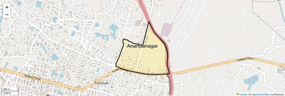 Location Map of Anandanagar, Kolkata