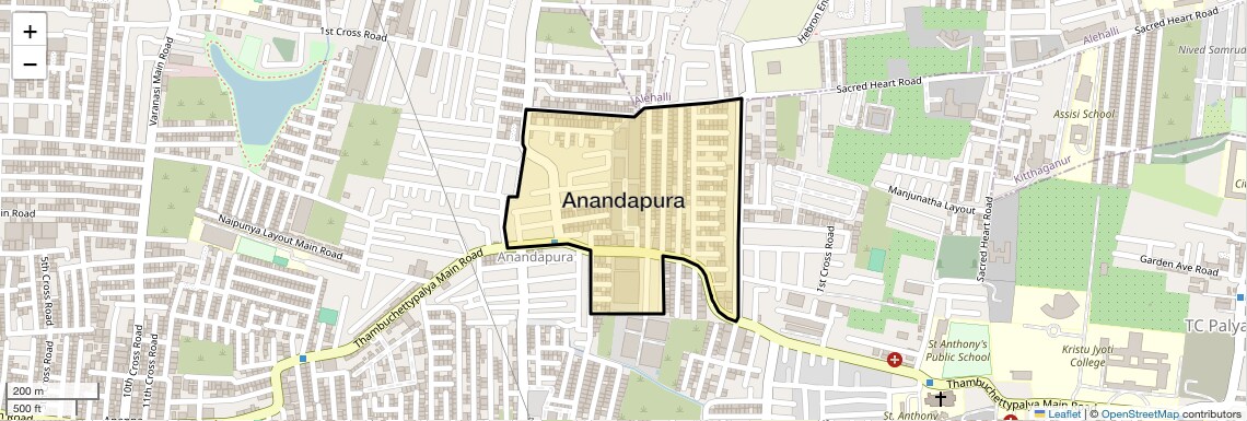 Location Map of Anandapura, Bangalore