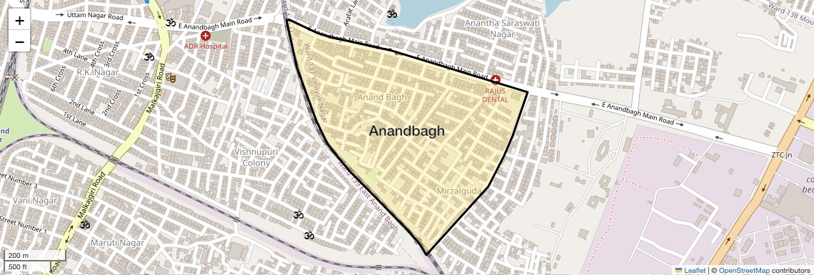 Location Map of Anandbagh, Hyderabad
