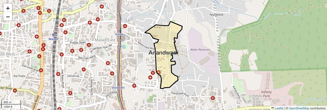 Location Map of Anandwadi, Mumbai