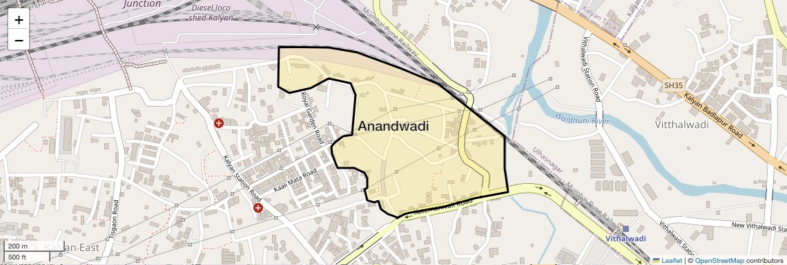 Location Map of Anandwadi, Thane