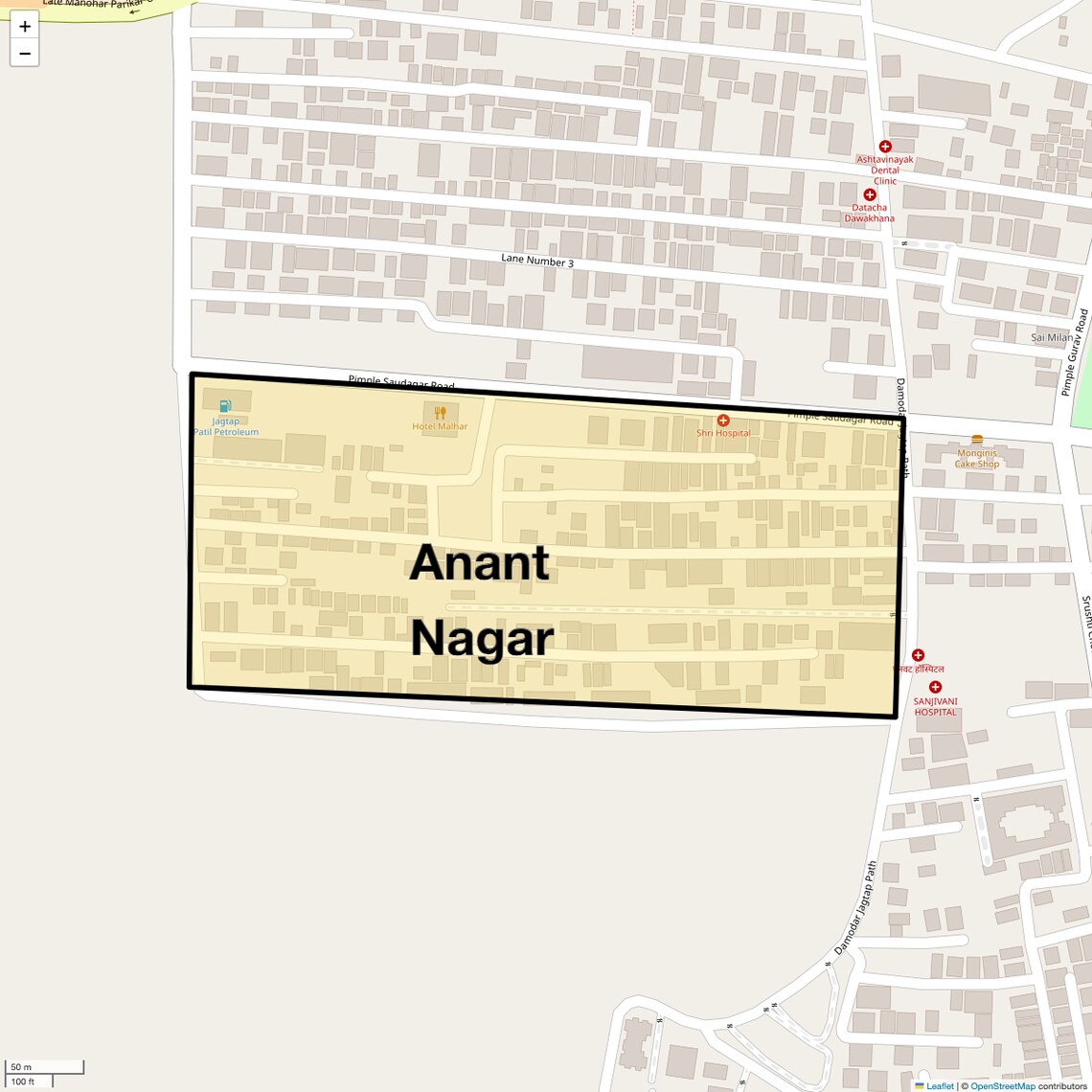 Location Map of Anant Nagar, Pune