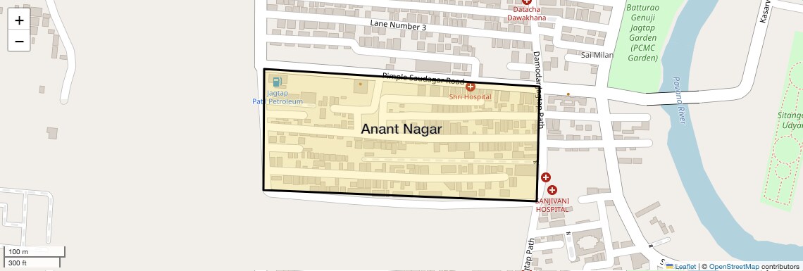 Location Map of Anant Nagar, Pune