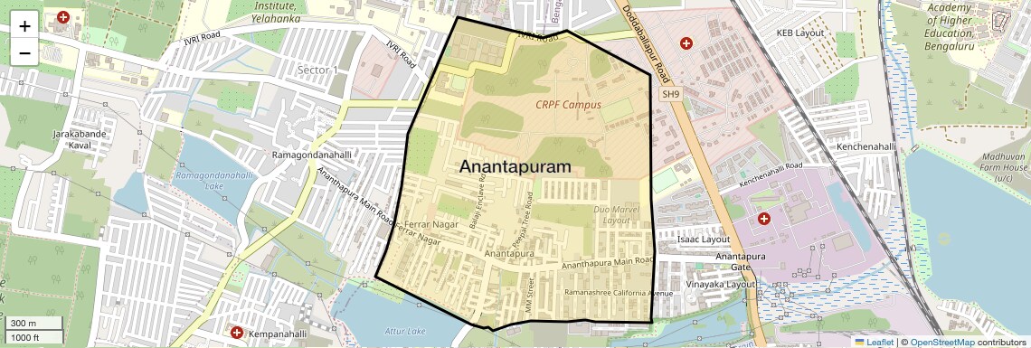 Location Map of Anantapuram, Bangalore