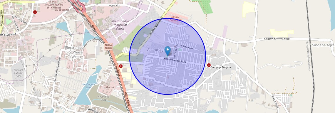 Location Map of Ananth Nagar, Bangalore
