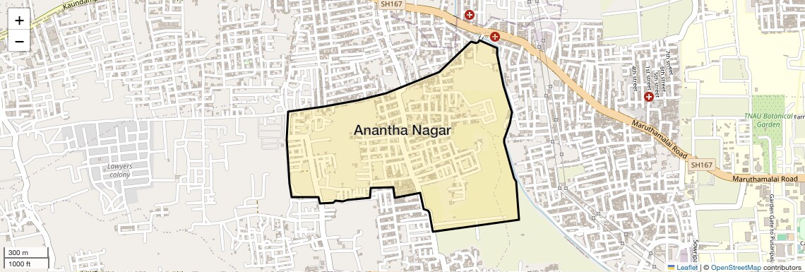 Location Map of Anantha Nagar, Coimbatore