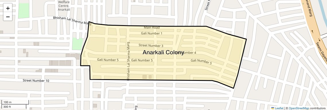 Location Map of Anarkali Colony, Delhi