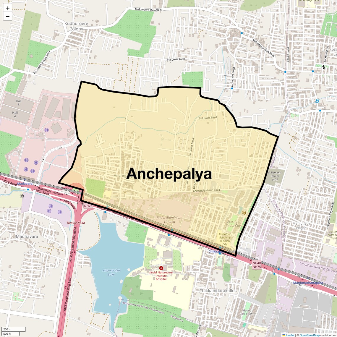 Location Map of Anchepalya, Bangalore