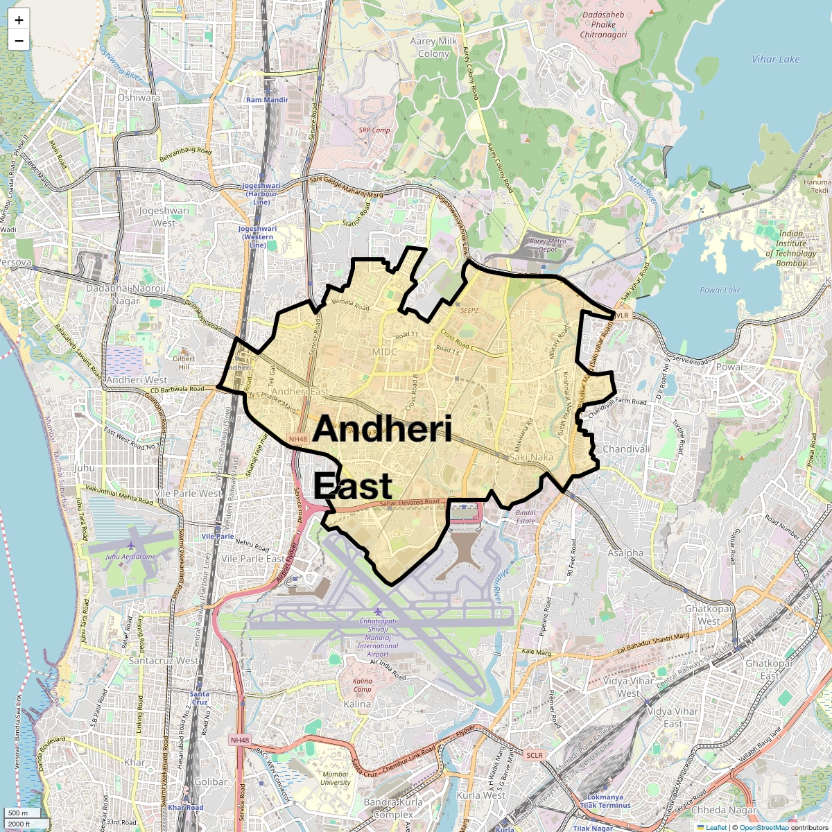 Location Map of Andheri East, Mumbai
