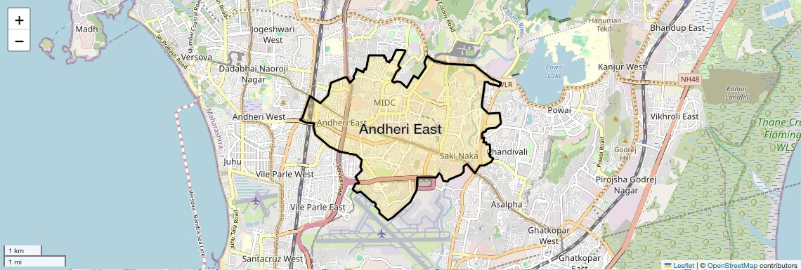 Location Map of Andheri East, Mumbai