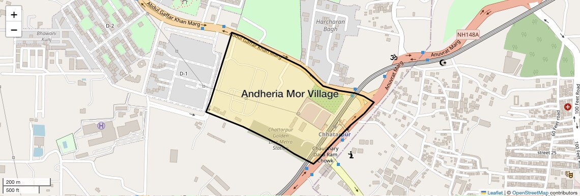 Location Map of Andheria Mor Village, Delhi
