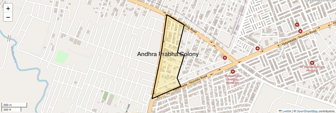 Location Map of Andhra Prabha Colony, Vijayawada