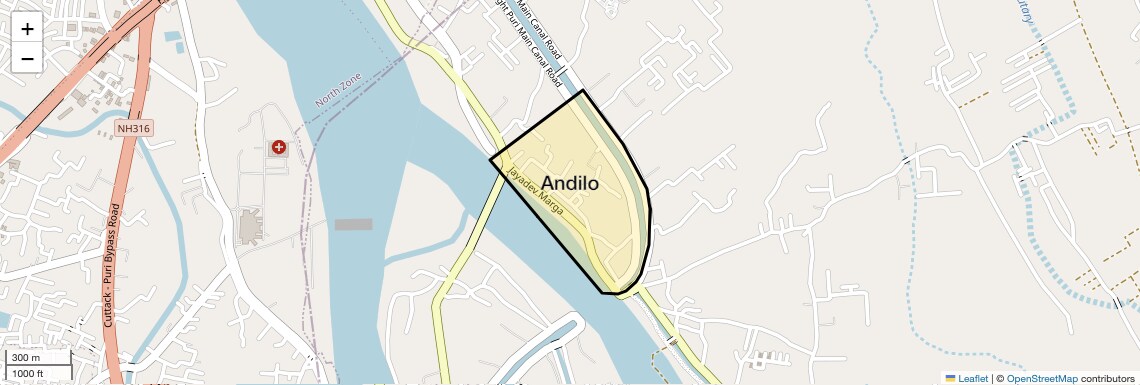 Location Map of Andilo, Bhubaneswar