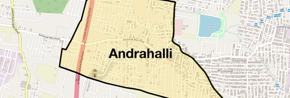 Location Map of Andrahalli, Bangalore