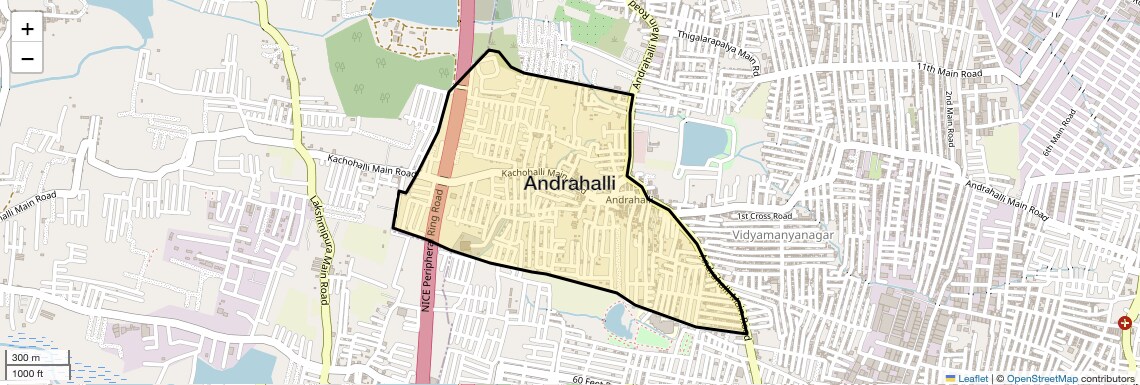 Location Map of Andrahalli, Bangalore